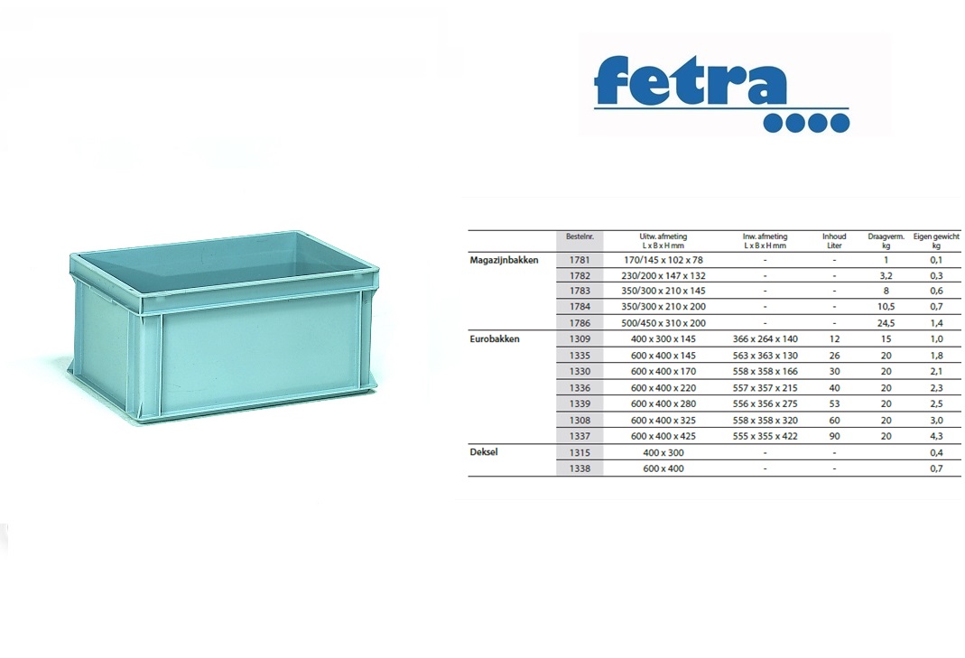 Fetra Eurobak 600 x 400 x 325 mm  60 ltr Grijs | DKMTools - DKM Tools