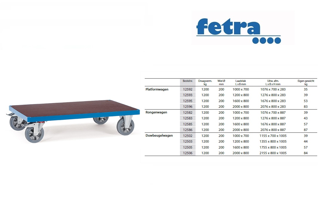 Fetra Platformwagen 12592 Laadvlak 1.000 x 700 mm