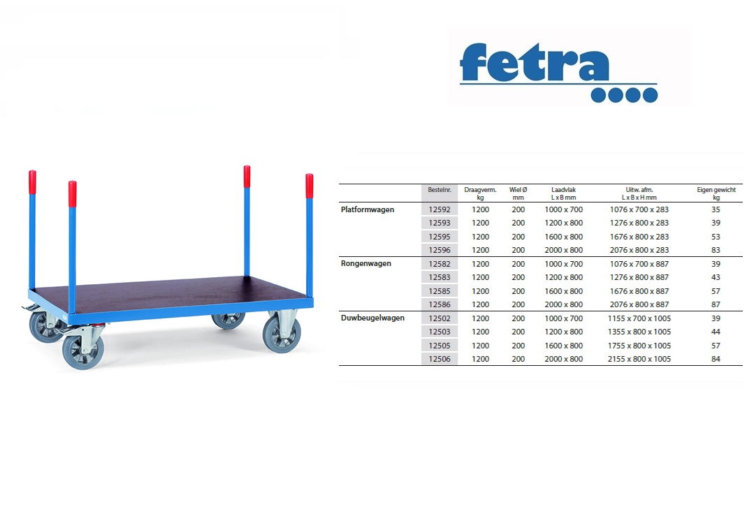 Fetra Rongenwagen 12582 Laadvlak 1.000 x 700 mm | DKMTools - DKM Tools