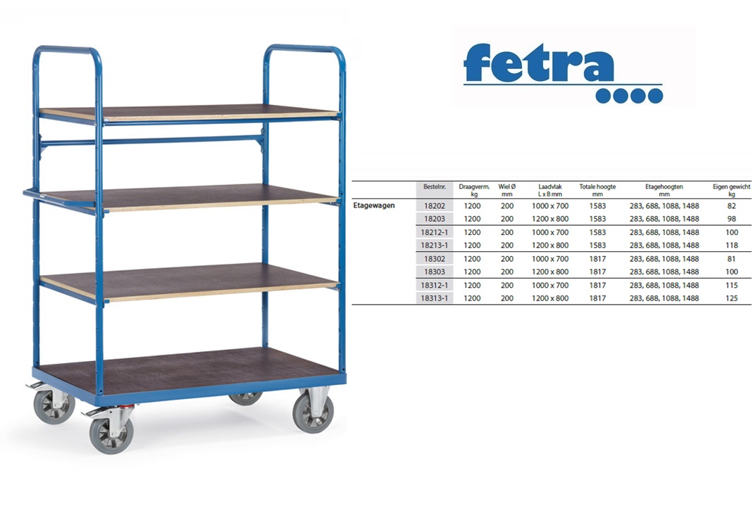 Fetra Etagewagen 18302 Laadvlak 1.000 x 700 mm