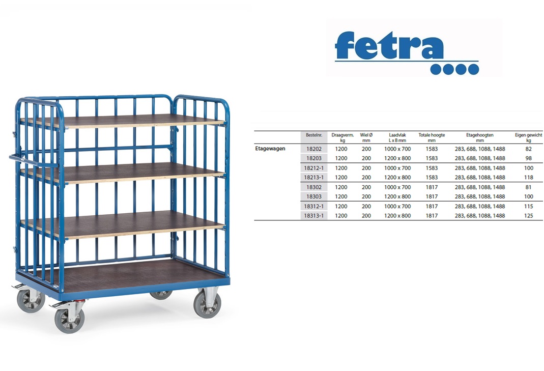 Fetra Etagewagen 18202 Laadvlak 1.000 x 700 mm | DKMTools - DKM Tools