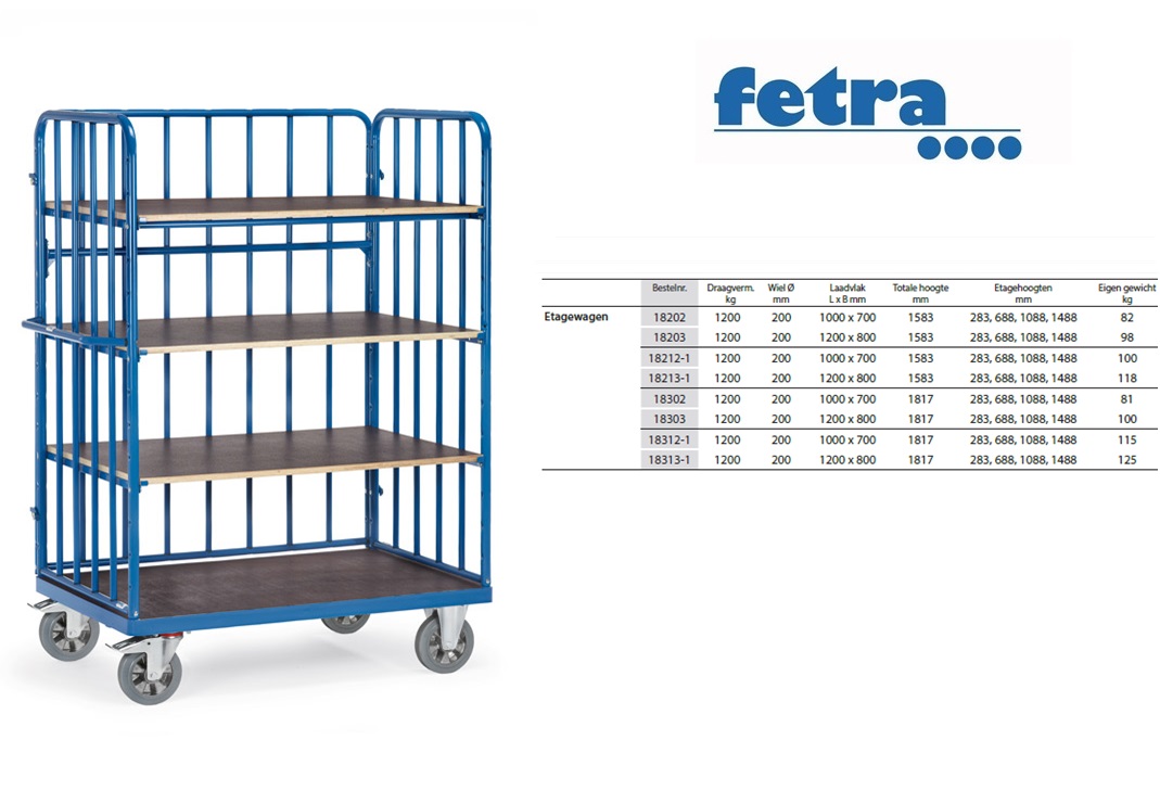 Fetra Etagewagen 18302 Laadvlak 1.000 x 700 mm | DKMTools - DKM Tools