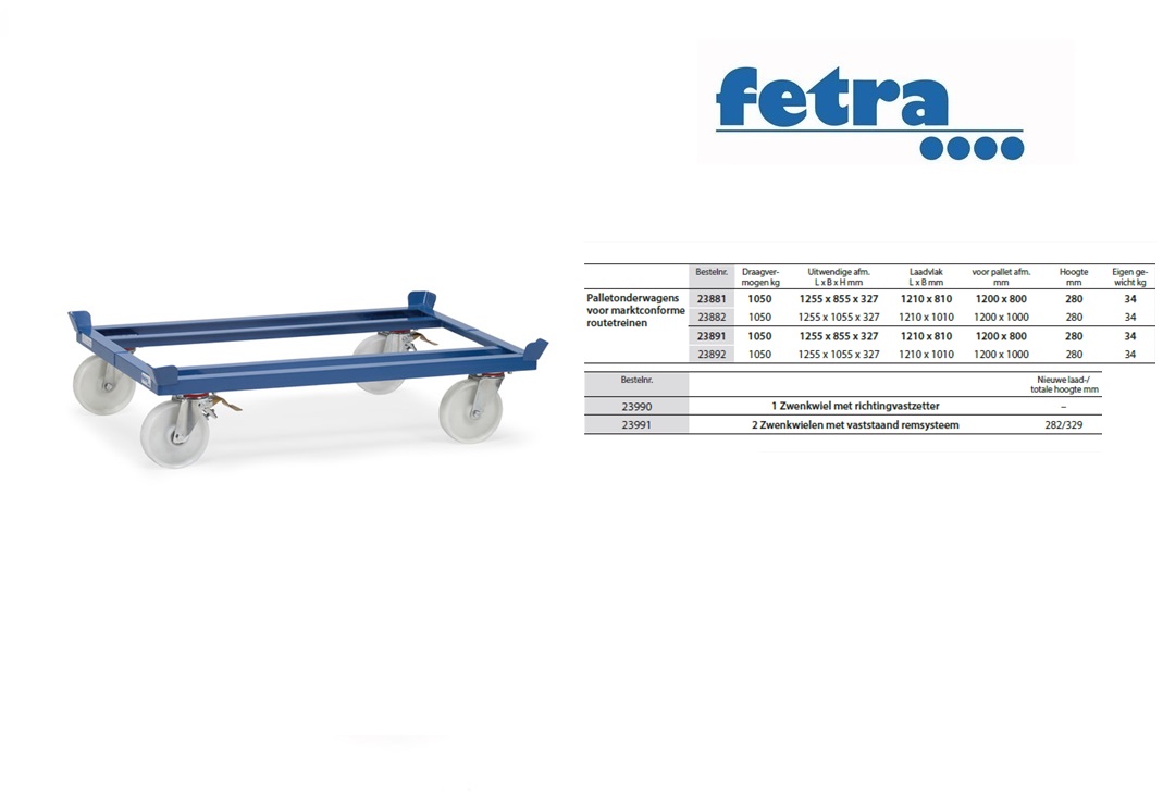 Fetra Palletonderwagen 23881 voor routetreinen Om mee te nemen op routetrein aanhangers