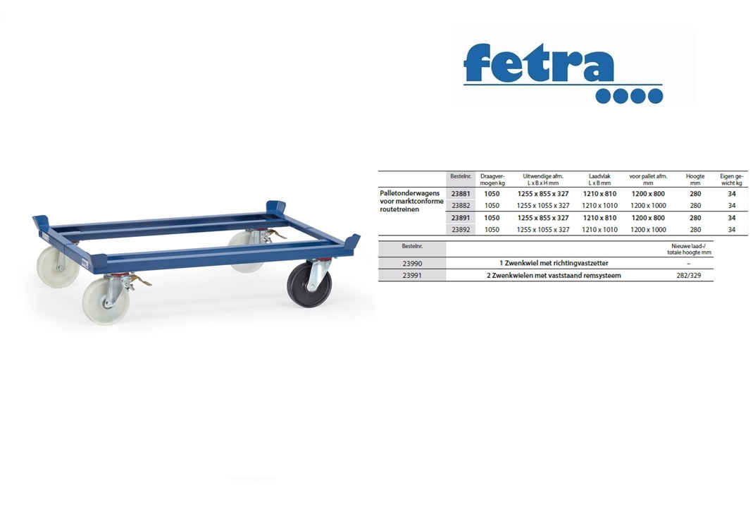 Fetra Palletonderwagen 23881 voor routetreinen Om mee te nemen op routetrein aanhangers | DKMTools - DKM Tools