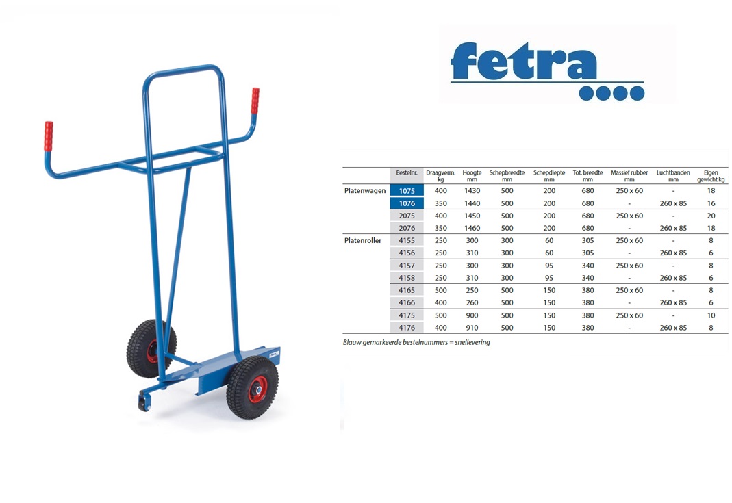 Fetra Platenwagen 1076 - PL 2 Luchtbanden 260 x 85 mm | DKMTools - DKM Tools