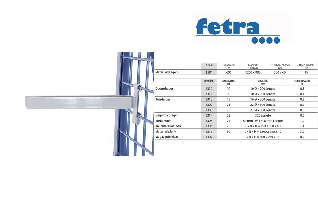 Fetra Vorkdrager 300 mm lang Nuttige breedte 50 mm