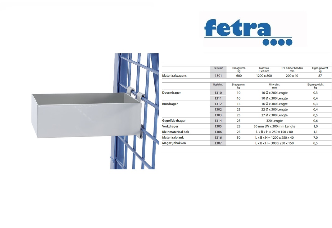 Fetra Materiaal bak 250 x 150 x 80 mm