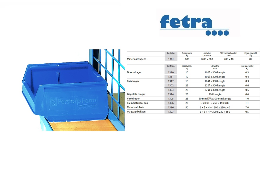 Fetra Magazijnbakken 300 x 230 x 150 mm Blauw