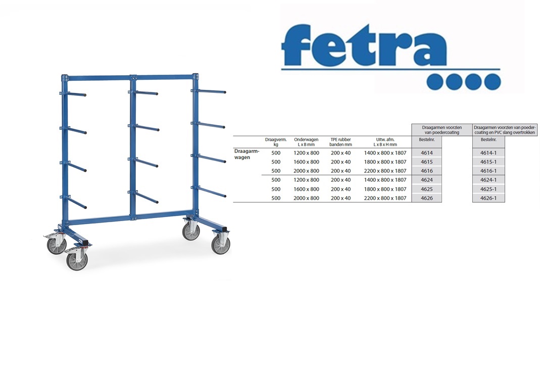 Fetra Draagarmwagen 4616-1 2.000 x 800 mm | DKMTools - DKM Tools