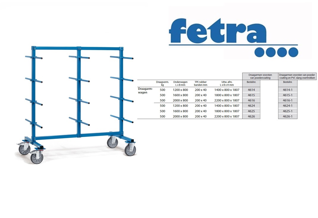 Fetra Draagarmwagen 4615 1.600 x 800 mm | DKMTools - DKM Tools