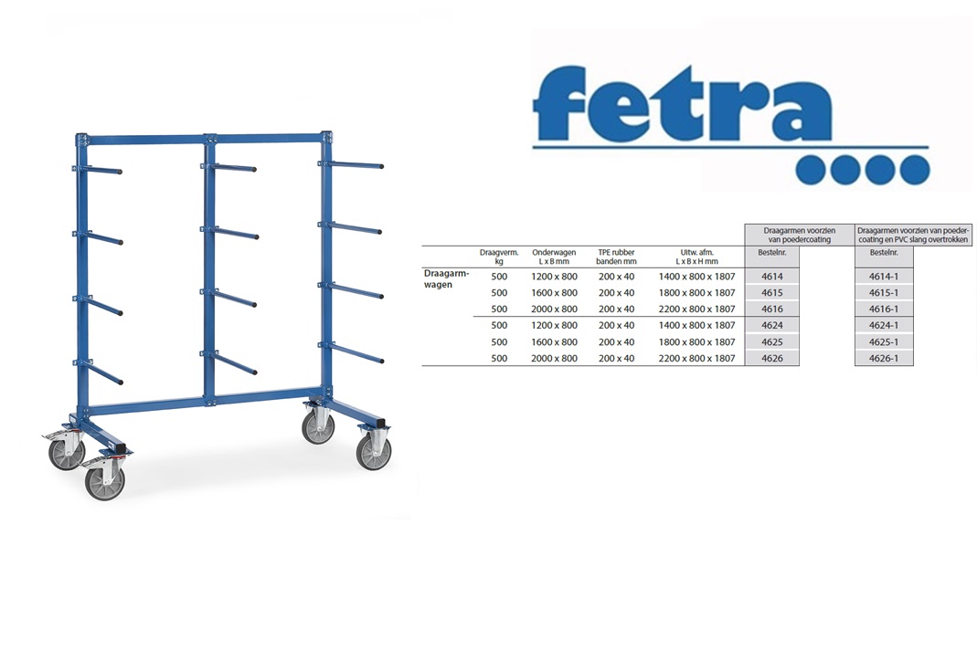 Fetra Draagarmwagen 4614-1 1.200 x 800 mm