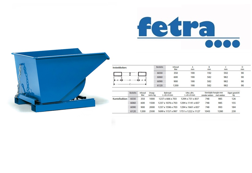 Fetra Kantelbak 6030 350 Liter, 1000 kg draagvermogen