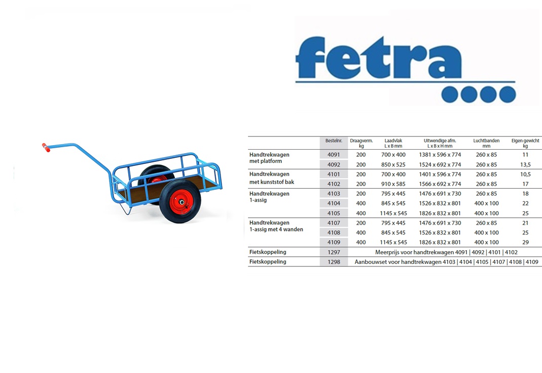 Fetra Handtrekwagen 4103 Laadvlak 795 x 445 mm