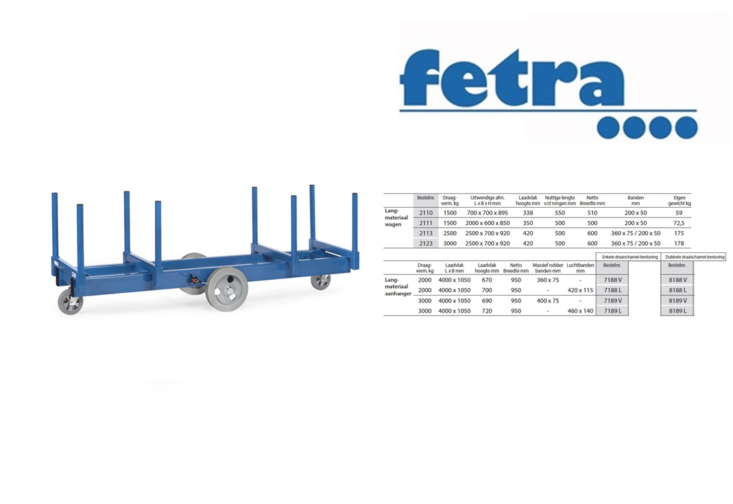 Fetra Langmateriaalwagen 2110 Laadvlak 700 x 700 mm | DKMTools - DKM Tools