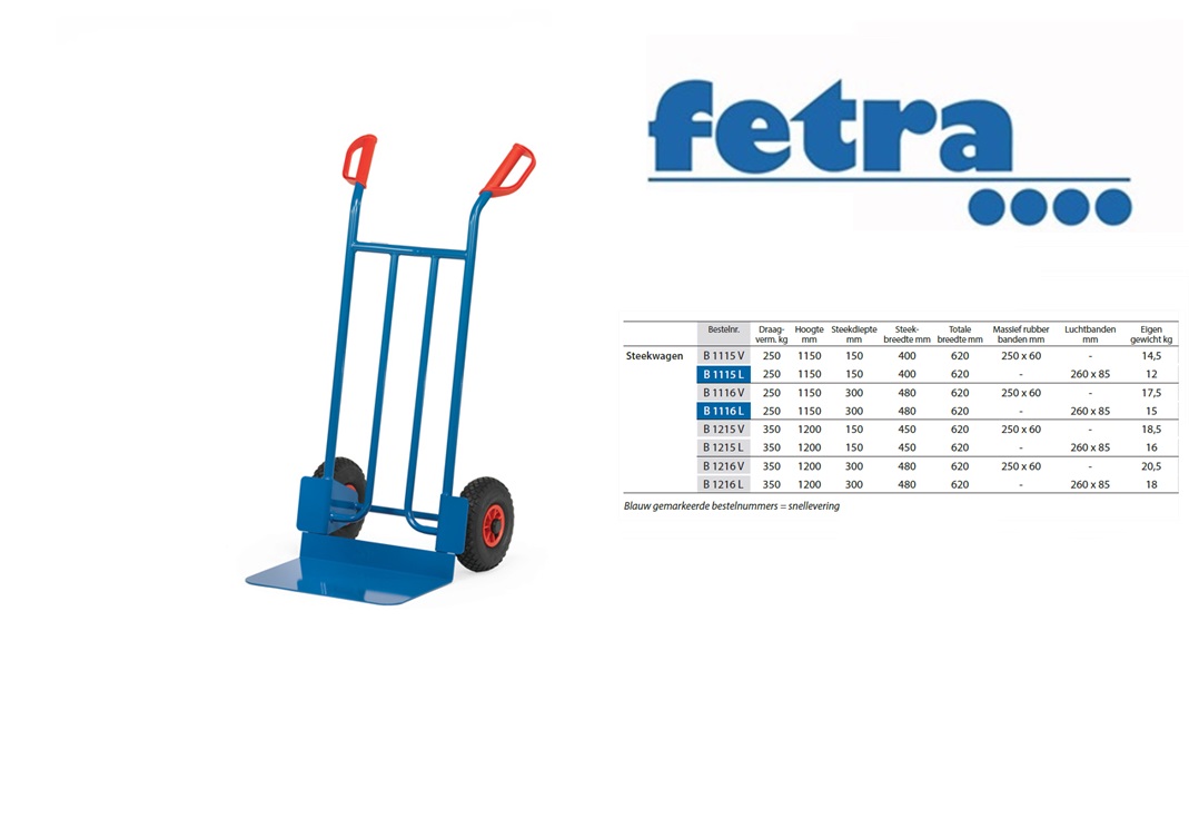 Fetra Steekwagen B1125L Luchtbanden 260 x 85 mm | DKMTools - DKM Tools