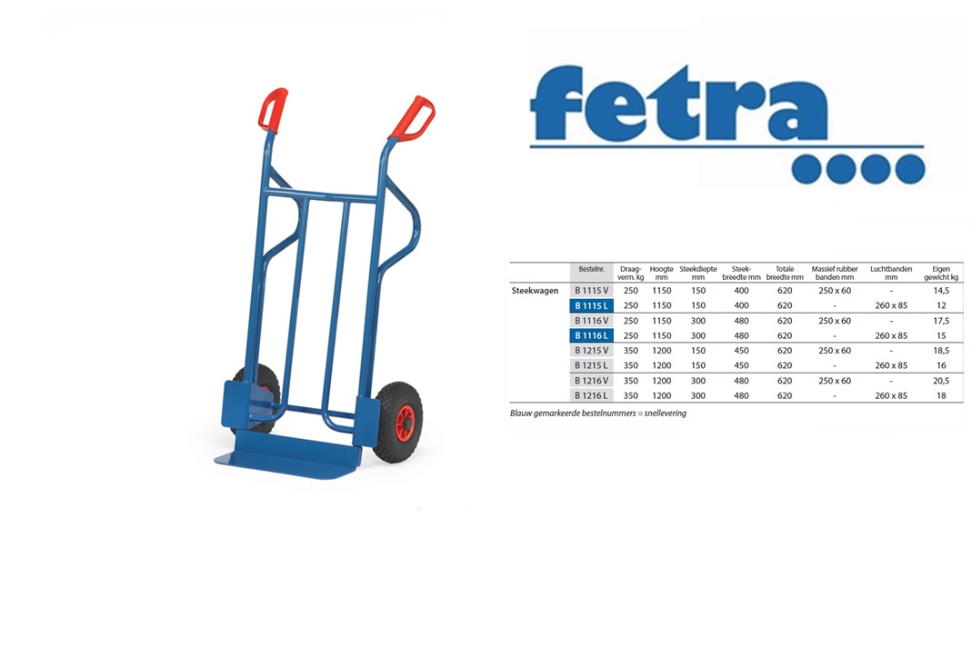 Fetra Steekwagen B1215V Massief rubber banden 250 x 60 mm | DKMTools - DKM Tools