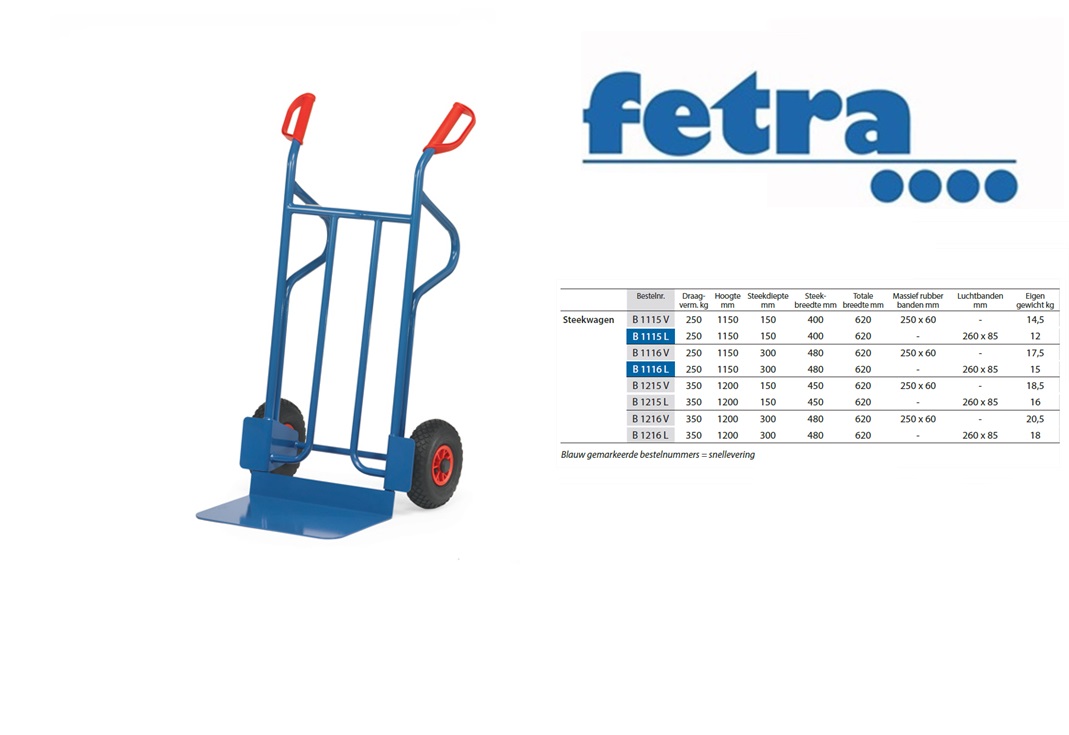 Fetra Steekwagen B1215V Massief rubber banden 250 x 60 mm | DKMTools - DKM Tools