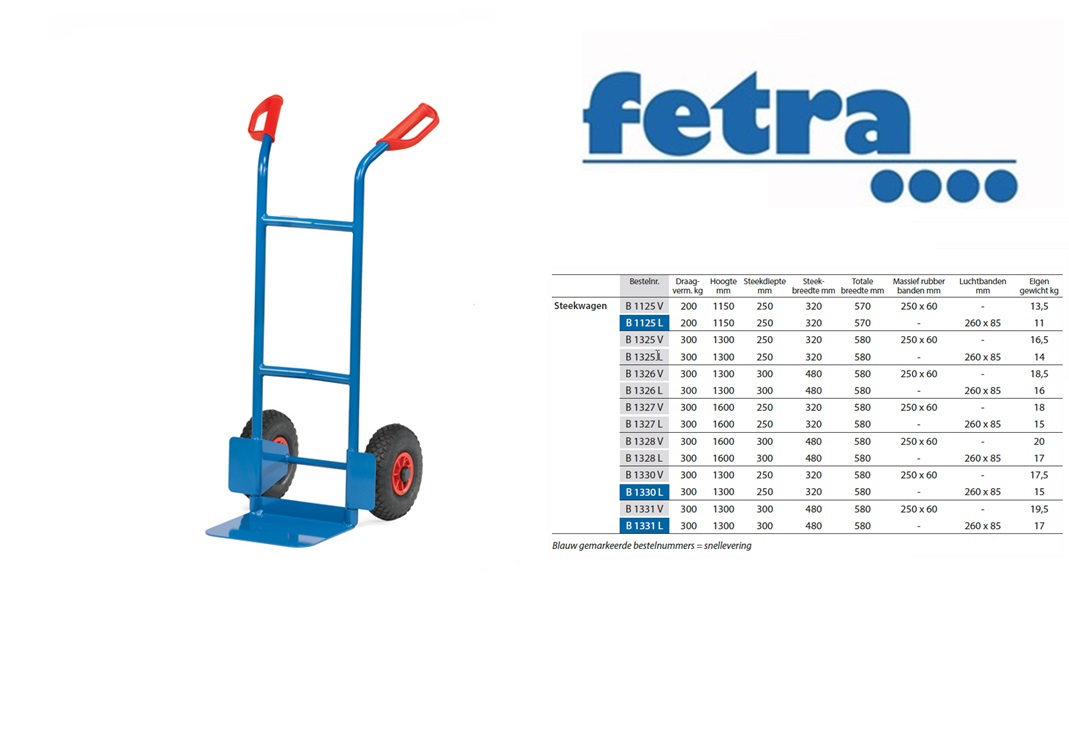 Fetra Steekwagen B1125L Luchtbanden 260 x 85 mm | DKMTools - DKM Tools