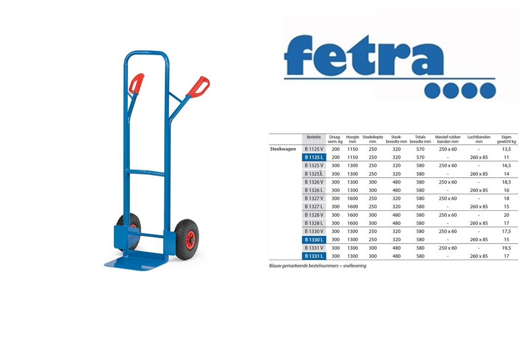 Fetra Steekwagen B1327V Massief rubber banden 250 x 60 mm | DKMTools - DKM Tools