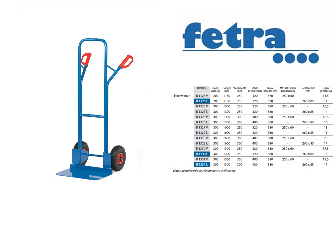 Fetra Steekwagen B1327V Massief rubber banden 250 x 60 mm | DKMTools - DKM Tools