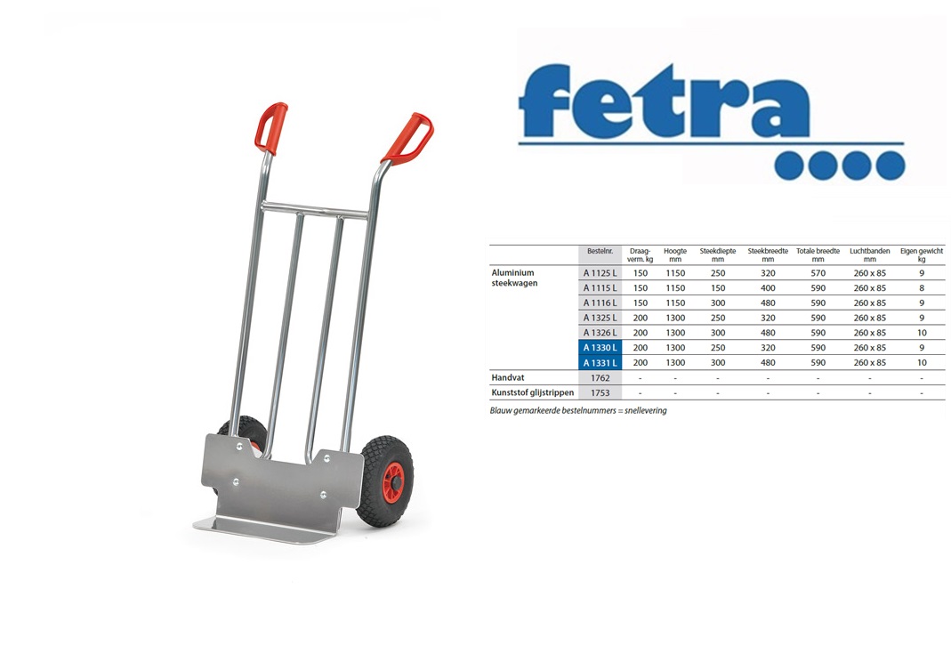 Fetra Aluminium steekwagen A1325V Massief rubber banden 250 x 60 mm | DKMTools - DKM Tools