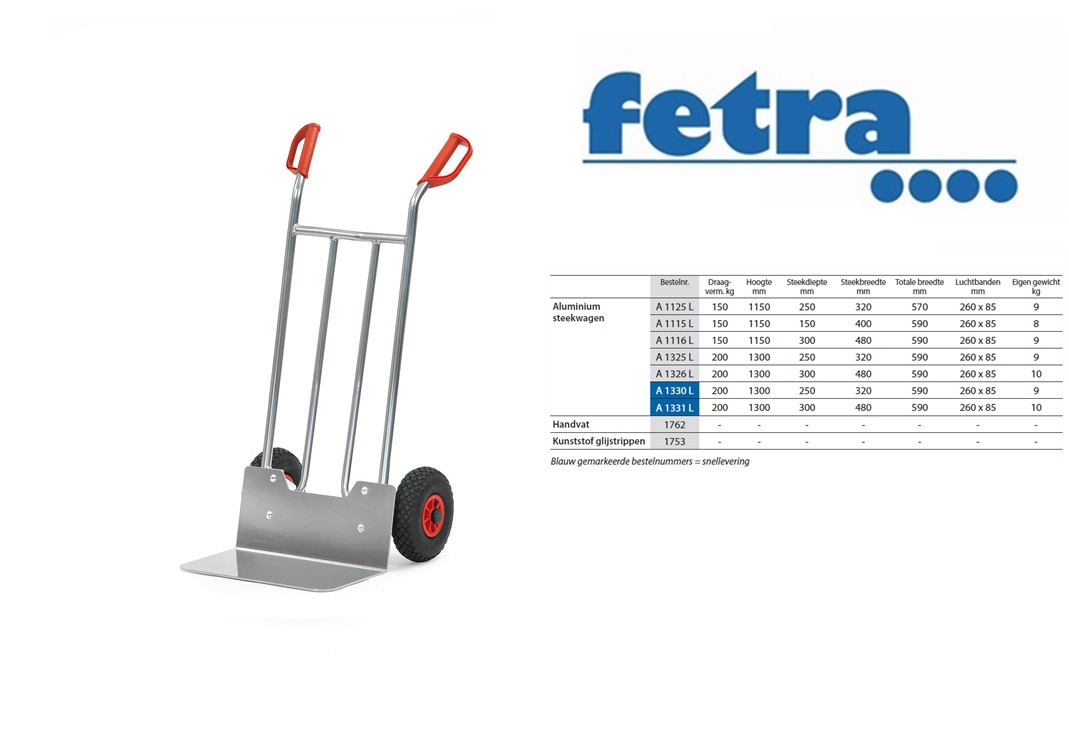 Fetra Aluminium steekwagen A1125V Massief rubber banden 250 x 60 mm | DKMTools - DKM Tools