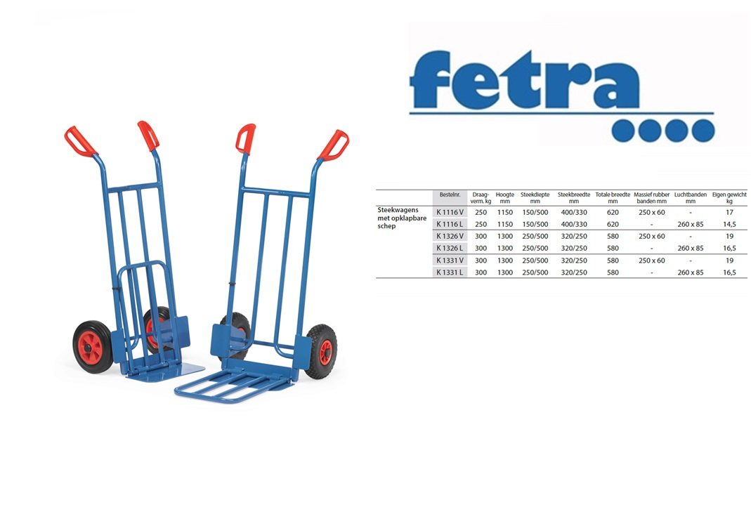 Fetra Pakket steekwagen K1116L Luchtbanden 260 x 85 mm | DKMTools - DKM Tools