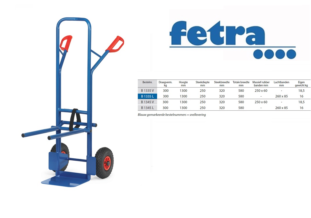 Fetra Stoelensteekwagen B1335V Massief rubber wielen 250 x 60 mm