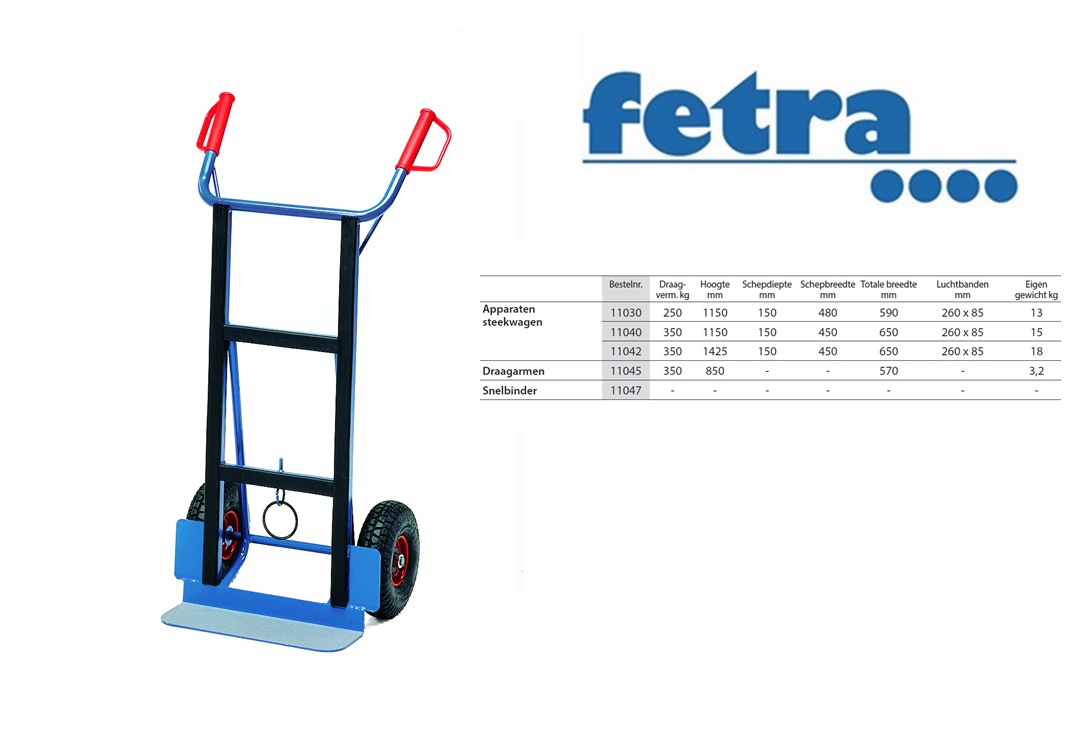Fetra Apparaten steekwagen 11051 - 400 kg Luchtbanden 300 x 105 mm | DKMTools - DKM Tools