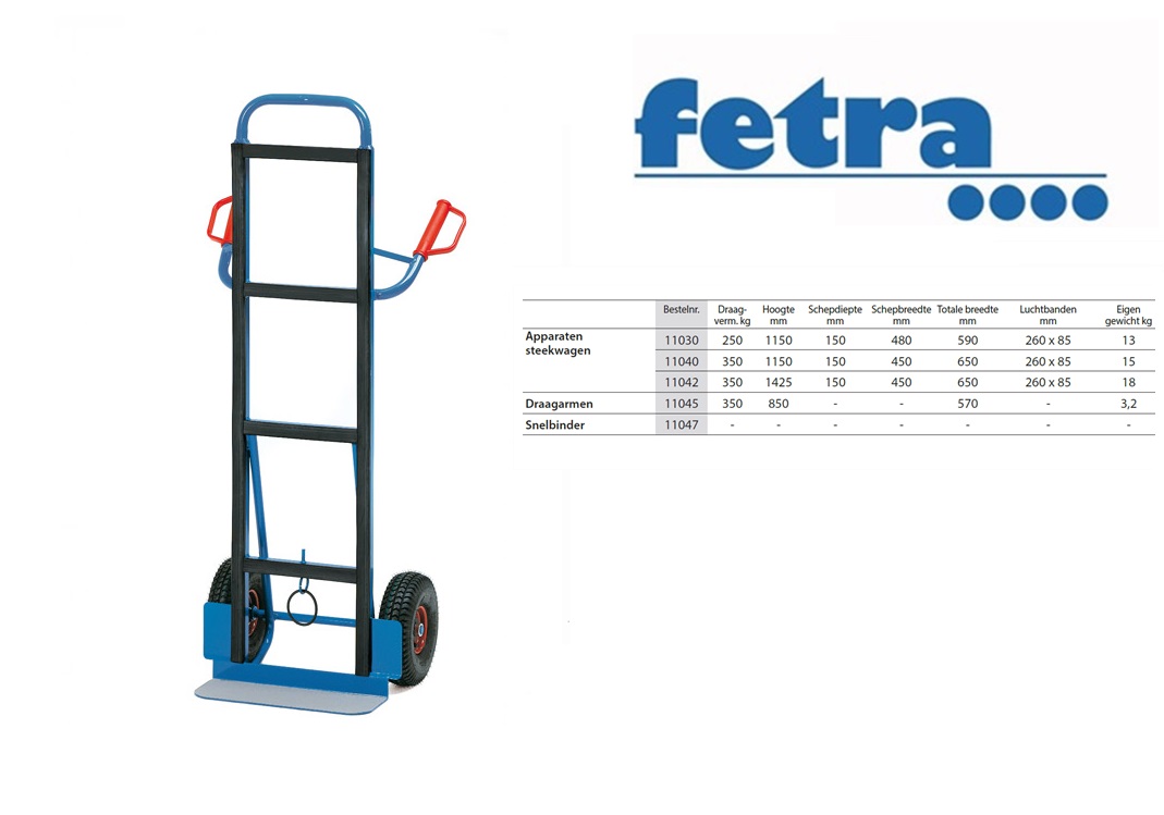 Fetra Apparaten steekwagen 11051 - 400 kg Luchtbanden 300 x 105 mm | DKMTools - DKM Tools