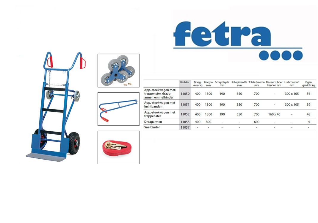 Fetra Apparaten steekwagen 11050 - 400 kg Met wisselbare wielen