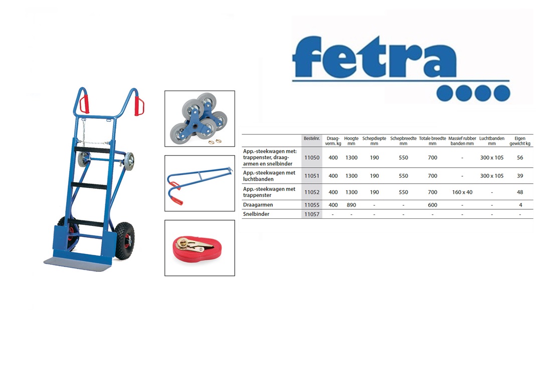 Fetra Apparaten steekwagen 11052 - 400 kg Trappenster 160 x 40 mm | DKMTools - DKM Tools