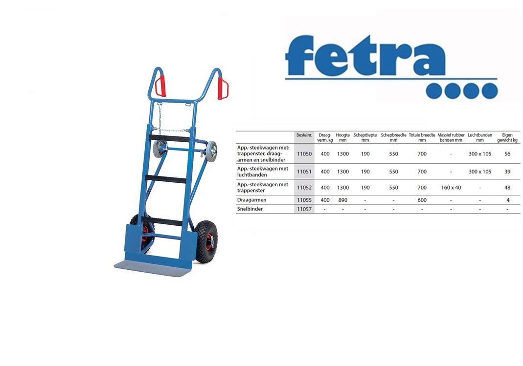 Fetra Apparaten steekwagen 11050 - 400 kg Met wisselbare wielen | DKMTools - DKM Tools