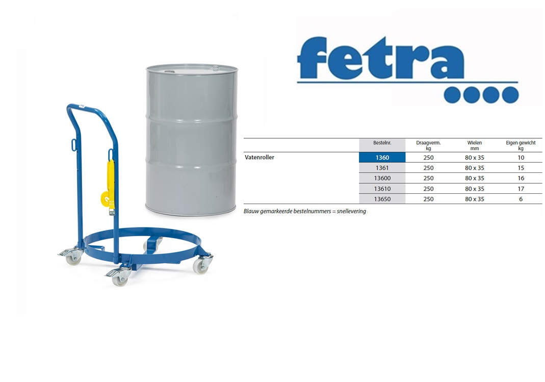 Fetra Vatenroller 13600 met duwbeugel Diameter 610 mm