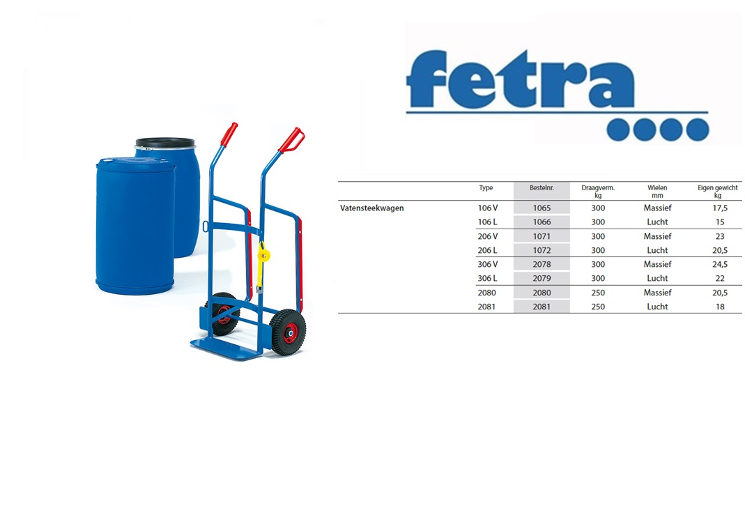 Fetra Vatensteekwagen 2080 Massief rubber banden 250 x 60 mm