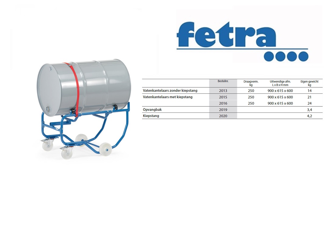 Fetra Vatenkantelaar 2016 Polyamide wielen 150, zwenkwielen 125 | DKMTools - DKM Tools