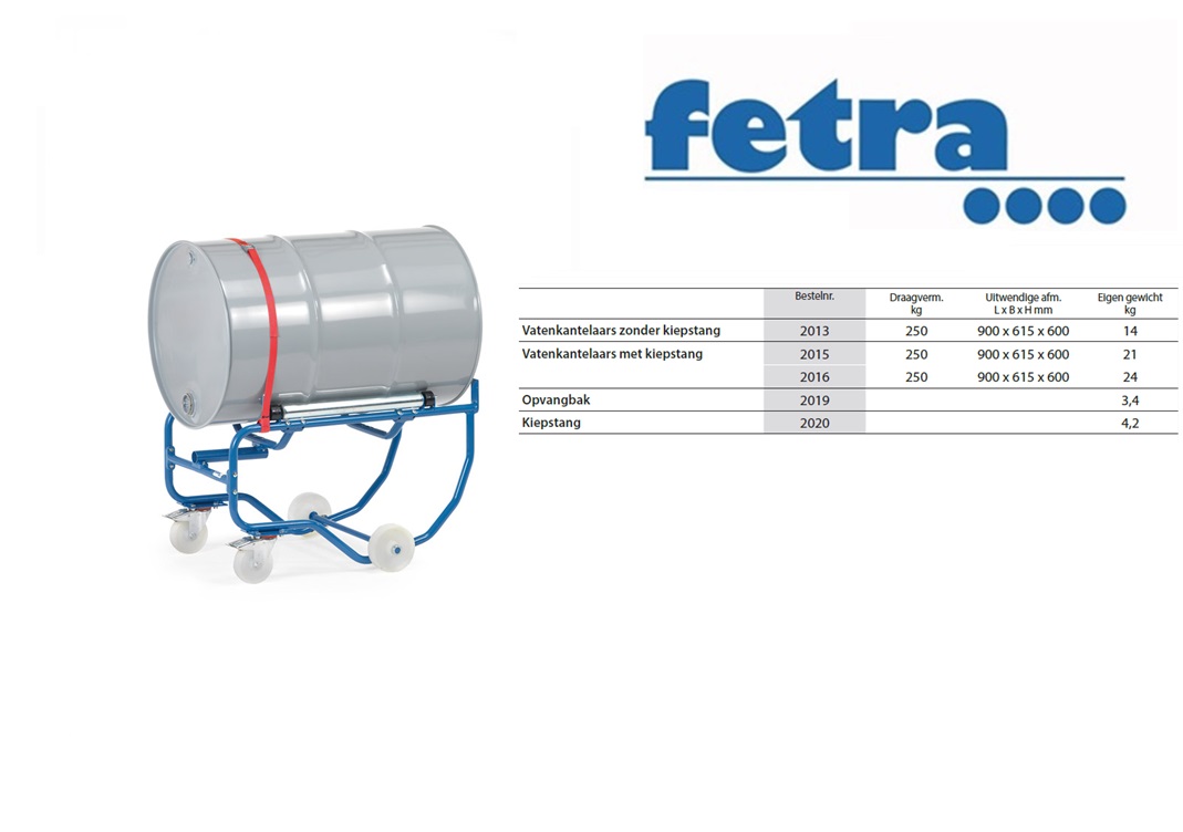 Fetra Vatenkantelaar 2016 Polyamide wielen 150, zwenkwielen 125