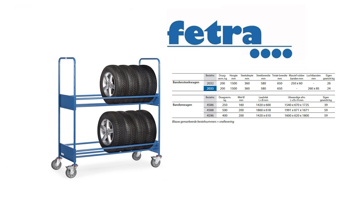 Fetra Bandenwagen 4586 Laadvlak 1.420 x 600 mm