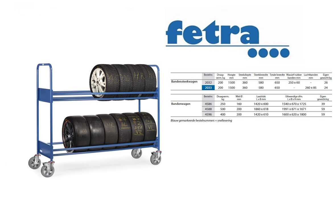Fetra Bandenwagen 4596 Laadvlak 1.420 x 610 mm | DKMTools - DKM Tools