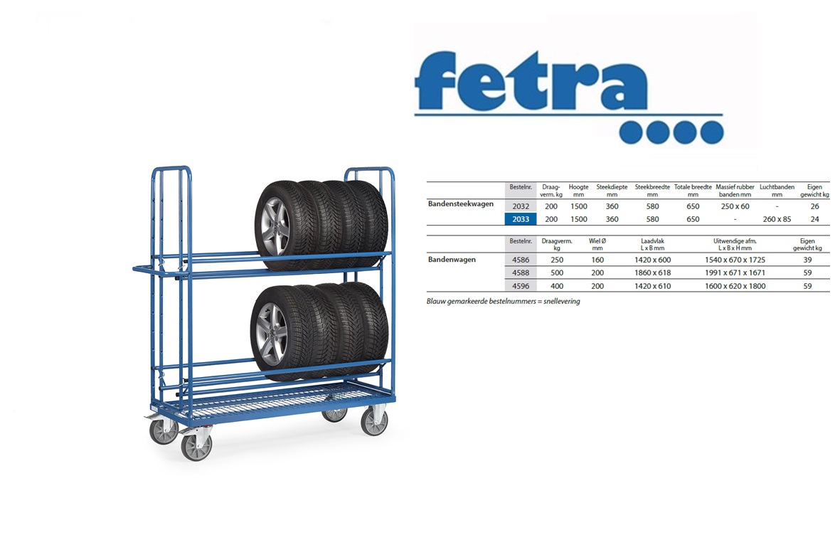 Fetra Bandenwagen 4586 Laadvlak 1.420 x 600 mm | DKMTools - DKM Tools