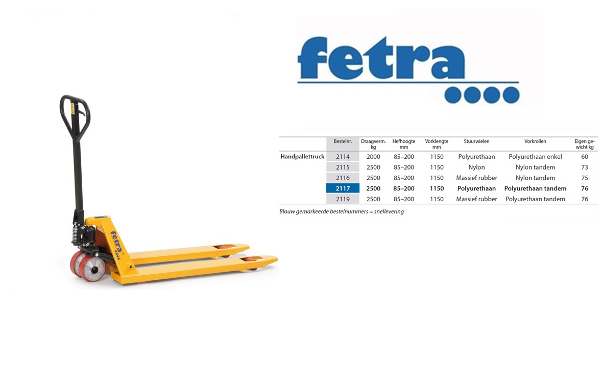 Fetra Handpallettruck 2114 - 2 ton Vorklengte 1.150 mm