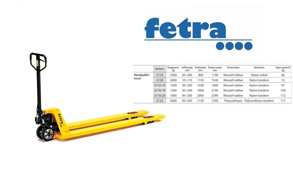 Fetra Handpallettruck 2116-15 1,5 ton Vorklengte 1.500 mm