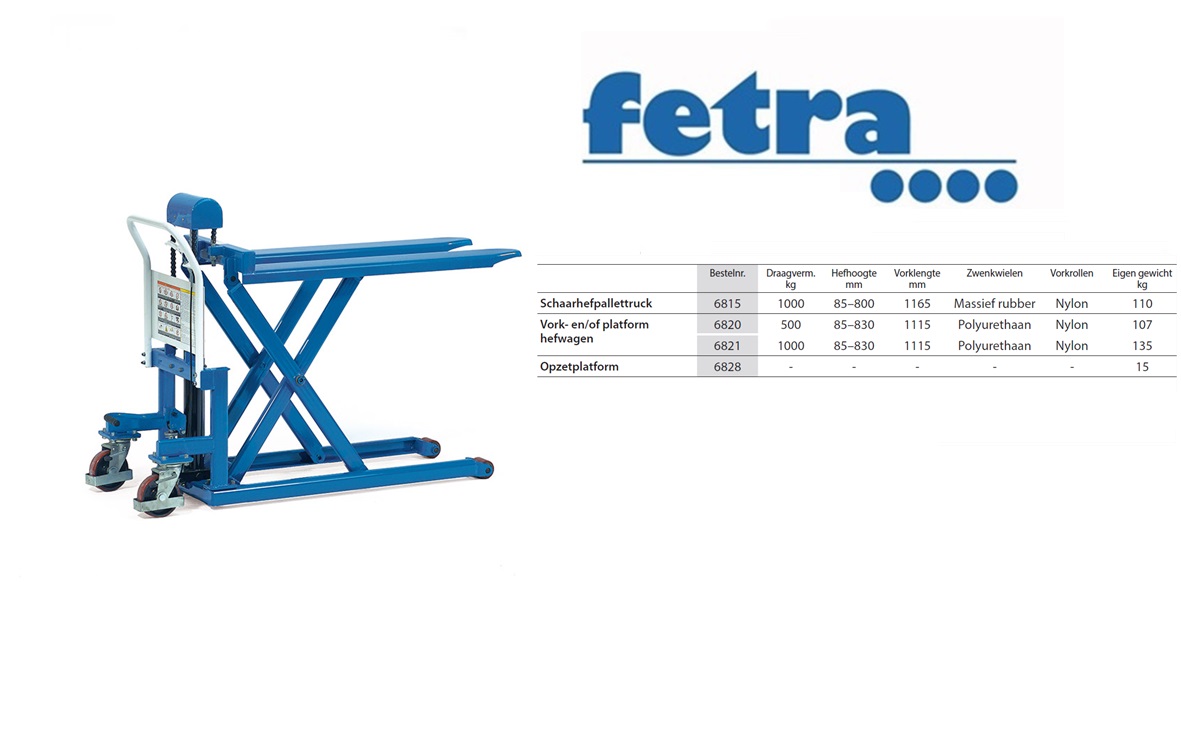 Fetra Vorkhefwagen 6821 - 1 ton Vorklengte 1.115 mm | DKMTools - DKM Tools