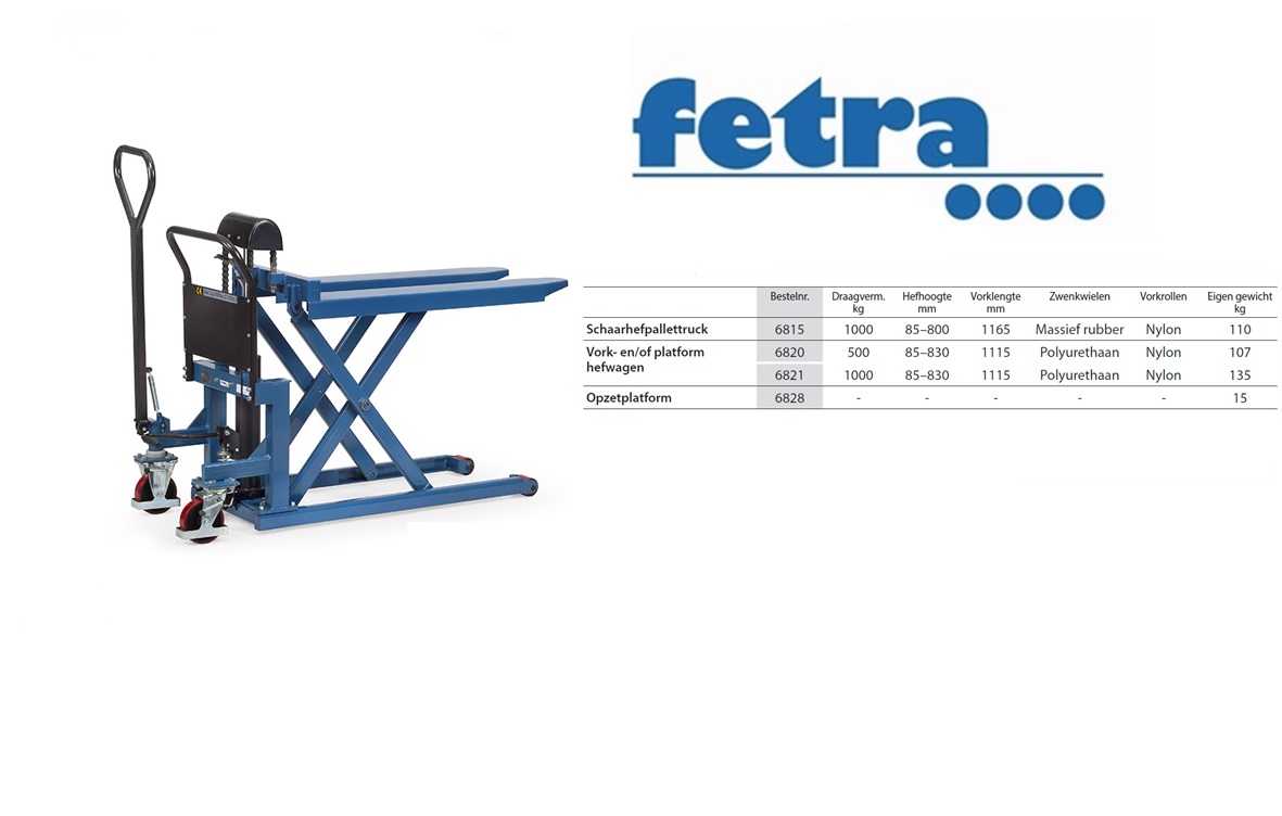 Fetra Vorkhefwagen 6821 - 1 ton Vorklengte 1.115 mm