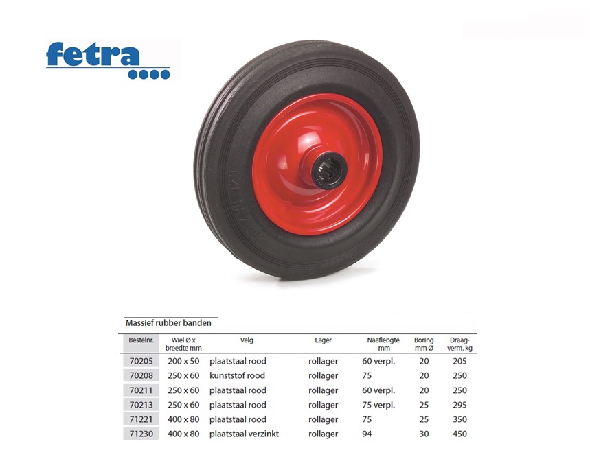 Massief rubber band 250 x 60 mm Kunststof velg - rood | DKMTools - DKM Tools