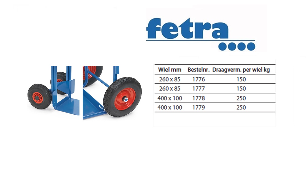 Fetra PU-wielen, lekvrij 260 x 85 mm blokprofiel - 1 paar=2 stuks