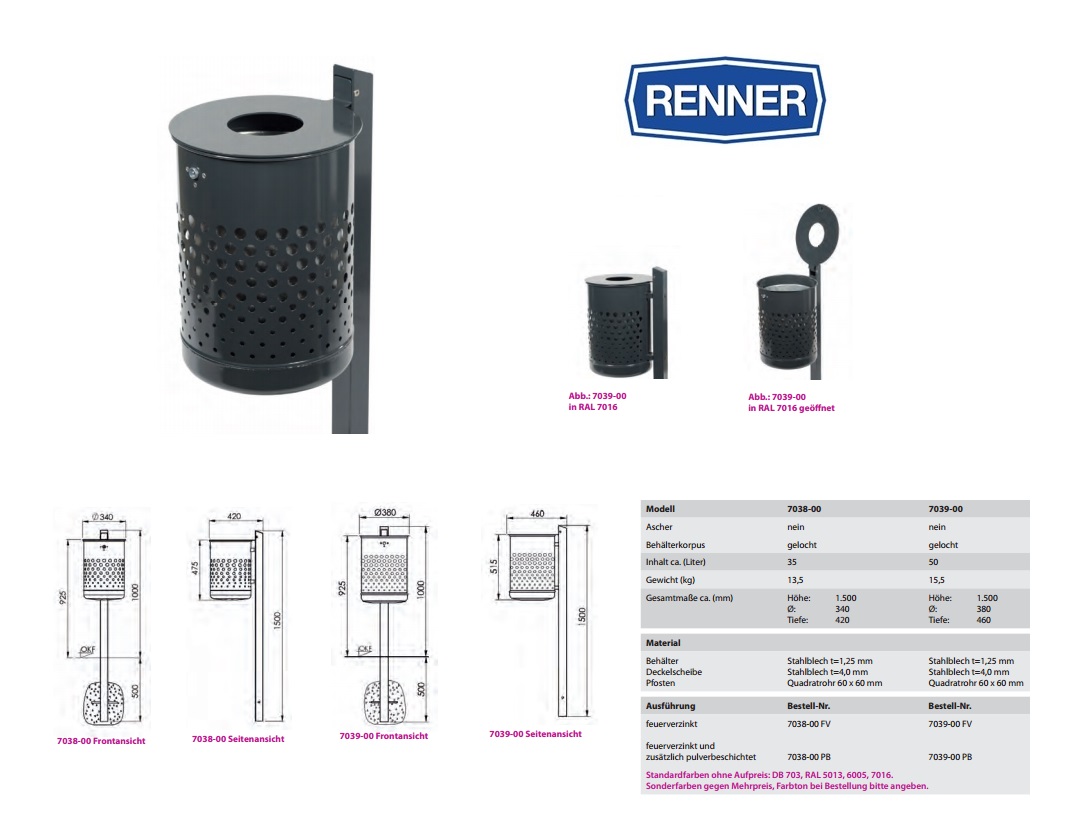 Afvalbak met ringdeksel 7038-15 FV | DKMTools - DKM Tools