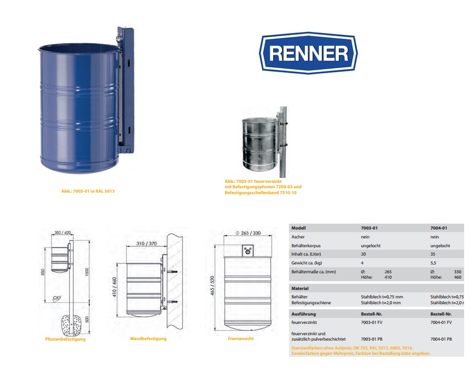 Ronde Afvalbak 7004-01 FV