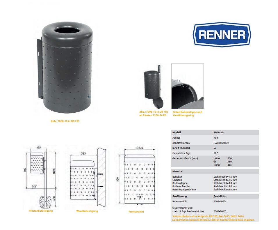 Ronde afvalbak met onderlossing 7022-00 FV | DKMTools - DKM Tools