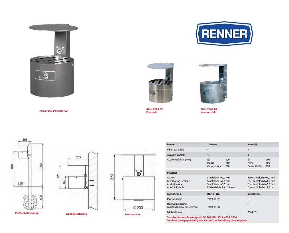 Ronde Asbak met overkapping 7069-00 FV